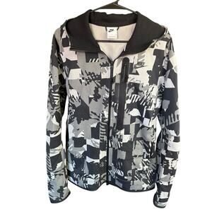 Nike Tech Fleece Zip Hoodie Jacket Digi Snow Camo White Black Small DM6456-077